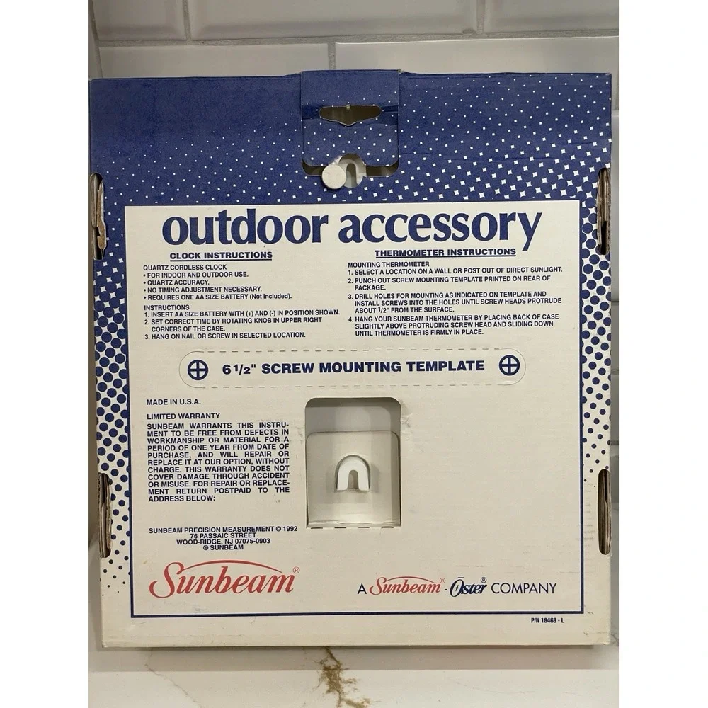 Vintage Sunbeam Thermometer Outdoor Rainbow Wall Oster 1990s New Old Stock READ